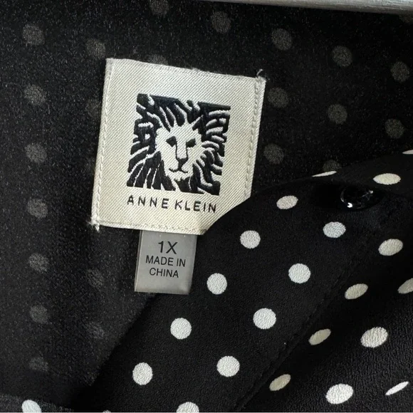 ANN KLEIN Black/ White Long Sleeve Top in XL - Picture 5 of 11